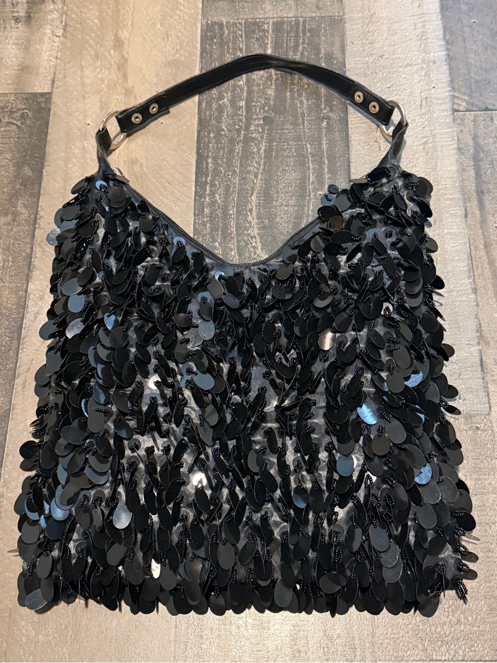 Black Sequin Hobo Bag - Women